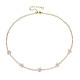 Cubic Zirconia Classic Tennis Necklace with Flower Links(NJEW-N048-01F)-1