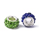 Polymer Clay Rhinestone European Large Hole Beads with Silver Color Plated Brass Cores(FPDL-R002-M)-2