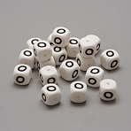 Food Grade Eco-Friendly Silicone Beads, Letter Style, Cube, Letter.O, 12x12x12mm, Hole: 2mm(SIL-R001-O)