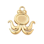 304 Stainless Steel Pendant Cabochon Settings, Ocean Collection, Ion Plating(IP), Golden, Octopus, Tray: 8x10mm, 26x24x2mm, Hole: 3mm(STAS-B113-09G-03)