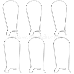 10Pcs 925 Sterling Silver Hoop Earring Findings, Kidney Ear Wire, Silver, 21 Gauge, 25x11x3.5mm, Pin: 0.7mm(STER-BBC0006-92B-S)