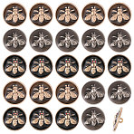 24Pcs 3 Colors 1-Hole Zinc Alloy Flat Round with Bees Buttons, Mixed Color, 23x9mm, Hole: 2mm, 8pcs/color(BUTT-CA0001-30)
