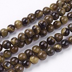 Natural Tiger Eye Round Bead Strands, 4mm, Hole: 0.8mm, about 82~90pcs/strand, 15 inch(G-R200-4mm)