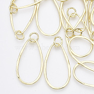 Alloy Pendants, with Jump Rings, Teardrop, Light Gold, 47x26x2mm, Hole: 7mm, Jump Ring: 10x1mm(PALLOY-T067-161LG)