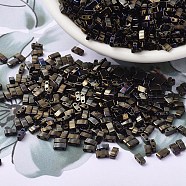 MIYUKI Half TILA Beads, Japanese Seed Beads, 2 Hole, (HTL458) Metallic Brown Iris, 5x2.3x1.9mm, Hole: 0.8mm, about 1250pcs/50g(SEED-X0054-HTL0458)