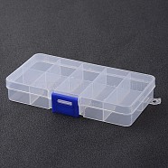 Stationary 10 Compartments Rectangle Plastic Bead Storage Containers, White, 13x6.8x2.1cm(X-CON-M005-01)