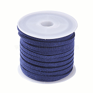 3x1.5mm Flat Faux Suede Cord, Faux Suede Lace, Marine Blue, about 5.46 yards(5m)/roll(X-LW-R003-18)