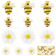 SUNNYCLUE 100Pcs 4 Styles Opaque Resin Cabochons, Flower & Bee, Mixed Color, 13~23x13~22x4~8mm, 25pcs/style(CRES-SC0002-41)