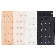 4Pcs 4 Colors 3 Rows x 11 Hooks Polyester Corset Buckles, Waist Extender, with 304 Stainless Steel Finding, Mixed Color, 203x50x3mm, 1pc/color(FIND-DR0001-12)