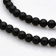 Round Natural Black Onyx Beads Strands, Dyed & Heated, 4mm, Hole: 1mm, about 95pcs/strand, 15.7 inch(G-N0120-26-4mm)