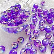 Rainbow Iridescent Plating Acrylic Beads, Round, Purple, 11.5mm, Hole: 2mm(FIND-B077-01C)