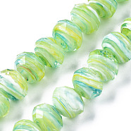 Handmade Lampwork Beads Strands, Abacus, Faceted, Light Green, 11.5x8.5mm, Hole: 1.5mm, about 45pcs/strand, 15.16 inch(38.5cm)(LAMP-T007-13C)
