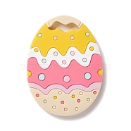 Easter Silicone Pendants, Chewing Beads For Teethers, DIY Nursing Necklaces Making, Egg, Pale Goldenrod, 91x68x9.5mm, Hole: 6x27mm(SIL-G002-01A)