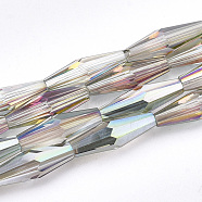 Electroplated Glass Beads Strands, AB Color Plated, Faceted, Oval, Colorful, 12.5x4mm, Hole: 0.8mm, about 60pcs/strand, 28.74 inch(EGLA-S174-06D)