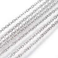 316 Surgical Stainless Steel Cable Chains, Soldered, Flat Oval, Stainless Steel Color, 2x1.5x0.4mm(X-CHS-R002-0.4mm)