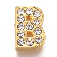 Alloy Slide Charms, with Crystal Rhinestone, Letter, Letter.B, B: 12x8.2x4.2mm, Hole: 2x8mm(PALLOY-WH0070-30B)