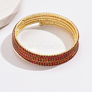 Real 18K Gold Plated Brass Multi Layer Wrap Bracelets, Cubic Zirconia Tennis Bracelet, Red, No Size(RM1445-6)