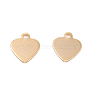 201 Stainless Steel Charms, Laser Cut, Heart, Real 18k Gold Plated, 9x8x0.5mm, Hole: 1.2mm(STAS-B001-07A-G)