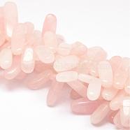 Natural Rose Quartz Beads Strands, Chip, 15~40x10~12x6~7mm, Hole: 1mm, 15.75 inch(G-K115-60)