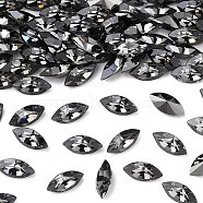 Preciosa&reg MAXIMA Crystal Fancy Stones, Czech Crystal, 435 14 615 Navette(Horse Eye), Aluminium Layer, 00030 260 NightFall, 10x5mm(Y-PRC-FG10-00030-260)