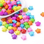 Opaque Acrylic Beads, Star, Mixed Color, 12x12x6mm, Hole: 2mm, about 1340pcs/500g(SACR-Q099-M26)