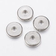 304 Stainless Steel Beads, Flat Round, Stainless Steel Color, 10x2.5mm, Hole: 3mm(STAS-H426-01-10MM)