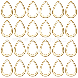 100Pcs 304 Stainless Steel Open Pendants, Teardrop, Real 24K Gold Plated, 17x11x1mm, Hole: 0.8mm(STAS-BBC0002-55)