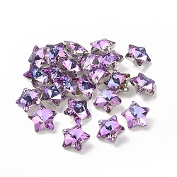 Electroplate Glass Charms, Faceted, Star, Plum, 13x13.5x7mm, Hole: 1.2mm(X-GLAA-H104-A03)