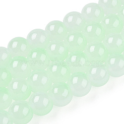 Baking Painted Imitation Jade Glass Round Bead Strands, Two Tone, Aquamarine, 7.5~8mm, Hole: 1mm, about 109~111pcs/strand, 30.94~31.26 inch(78.6~79.4cm)(DGLA-N003-8mm-02-1)