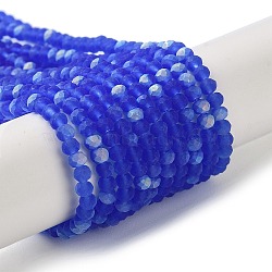 Imitation Jade Glass Beads Strands, Half AB Color Plated, Faceted, Frosted, Rondelle, Royal Blue, 3x2mm, Hole: 0.7mm, about 155pcs/strand, 15.75''(40cm)(EGLA-A034-T2mm-MB31)