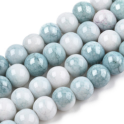 Opaque Crackle Glass Round Beads Strands, Imitation Stones, Round, Pale Turquoise, 8~9mm, Hole: 1.5mm, about 104~106pcs/strand, 30.31~31.10 inch(77~79cm)(X-GLAA-T031-01A)