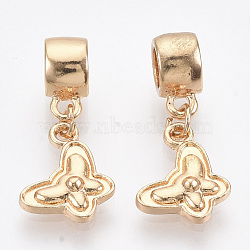 Alloy European Dangle Charms, with Iron Jump Rings, Large Hole Pendants, Butterfly, Golden, 26mm, Hole: 5mm, Butterfly: 11.5x13x2.5mm(MPDL-T004-10G)