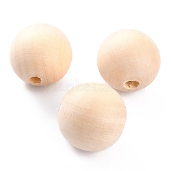 Unfinished Natural Wood Beads, Round Wooden Loose Beads Spacer Beads for Craft Making, Moccasin, 33.5~35mm, Hole: 7mm(WOOD-XCP0001-15)
