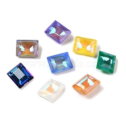 Glass Rhinestone Cabochons, Point Back, Faceted, Rectangle, Mixed Color, 10x8x4.5mm(GLAA-K069-19)