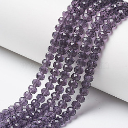 Glass Beads Strands, Faceted, Rondelle, Medium Purple, 6x5mm, Hole: 1mm, about 85~88pcs/strand, 16.1~16.5 inch(41~42cm)(EGLA-A034-T6mm-D15)