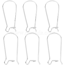 10Pcs 925 Sterling Silver Hoop Earring Findings, Kidney Ear Wire, Silver, 21 Gauge, 25x11x3.5mm, Pin: 0.7mm(STER-BBC0006-92B-S)