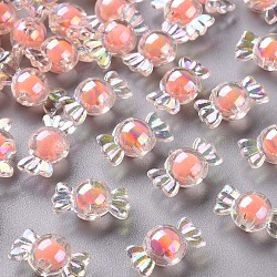 Transparent Acrylic Beads, Bead in Bead, AB Color, Candy, Salmon, 9x17x8.5mm, Hole: 2mm, about 960pcs/500g(TACR-S152-03B-SS2109)