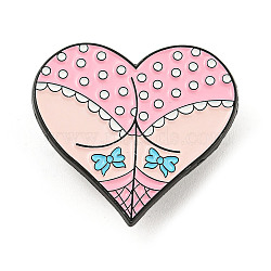 Gothic Sexy Butt Heart Shaped Enamel Pins, Halloween Brooch, for Backpack Clothes, Pink, 28x30.5x1.5mm(JEWB-B016-02EB-06)
