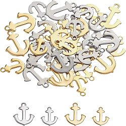 304 Stainless Steel Pendants, Anchor, Golden & Stainless Steel Color, 12x9x1mm/16x13x1mm, hole: 1.5mm, 40pcs/box(STAS-UN0004-10)