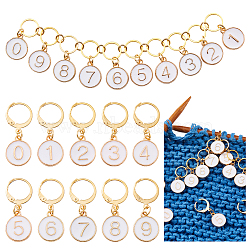 DIY Knitting Tools, including 0~9 Number Alloy Enamel Pendant Stitch Markers and Beaded Knitting Row Counter Chains for Knitting Weaving Sewing Quilting Handmade Jewelry, White, 2.8~95cm, 11pcs/set(HJEW-AB00570-02)