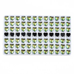 Translucent K9 Glass Cabochons, Flat Back, Heart, Yellow Green, 7.5x8x4mm, about 84pcs/bag(GGLA-Q084-004C)