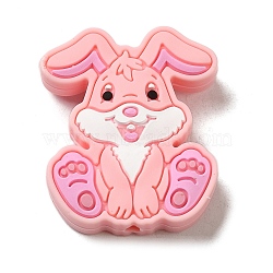 Silicone Beads, Rabbit, Misty Rose, 28.5x24x9mm, Hole: 2.5mm(SIL-Z010-02A)