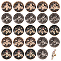 24Pcs 3 Colors 1-Hole Zinc Alloy Flat Round with Bees Buttons, Mixed Color, 23x9mm, Hole: 2mm, 8pcs/color(BUTT-CA0001-30)