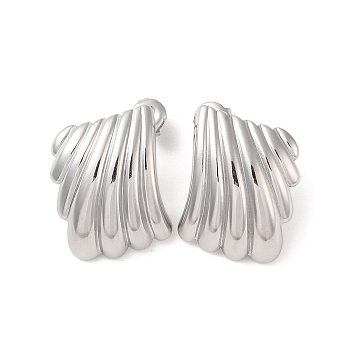 304 Stainless Steel Stud Earrings for Women, Rhombus, 25x18.5mm