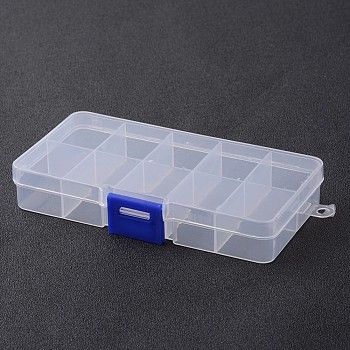 Stationary 10 Compartments Rectangle Plastic Bead Storage Containers, White, 13x6.8x2.1cm