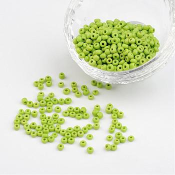 8/0 Opaque Colours Round Glass Seed Beads, Green Yellow, Size: about 3mm in diameter, hole:1mm, about 1101pcs/50g
