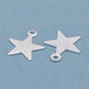 Brass Charms, Star, Silver, 11.5x10x0.5mm, Hole: 1.2mm
