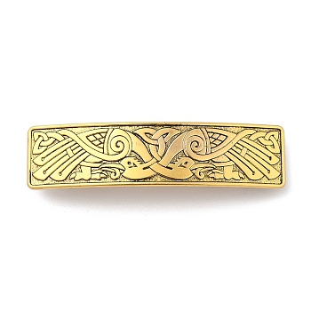 Viking Knot Alloy Retro Hair Barrettes, Hair Accessories for Women & Girls, Rectangle, Antique Golden, 82x20.5x10.5mm