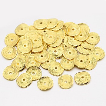Tibetan Style Alloy Beads, Golden, Lead Free & Cadmium Free & Nickel Free, about 15mm long, 14mm wide, 1mm thick, hole: 2mm