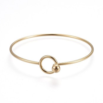 304 Stainless Steel Bangles, Golden, 2-1/4 inch(5.7cm)~2-1/4 inch(5.8cm), 2mm